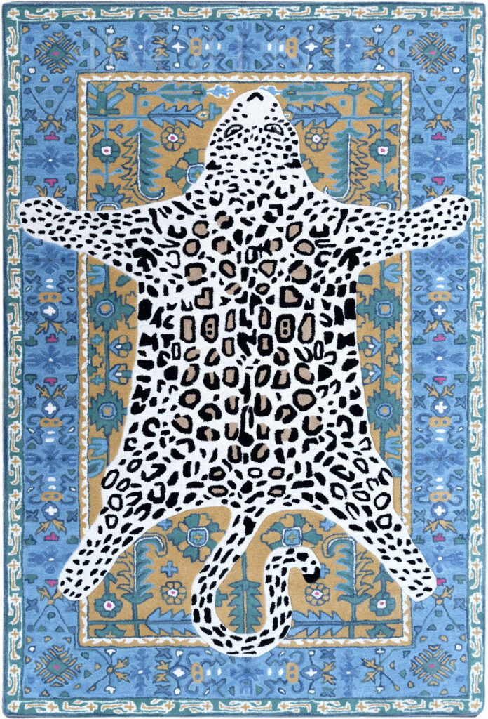 Octavia Hand-Tufted Leopard Wool Rug, Blue Natural Rust